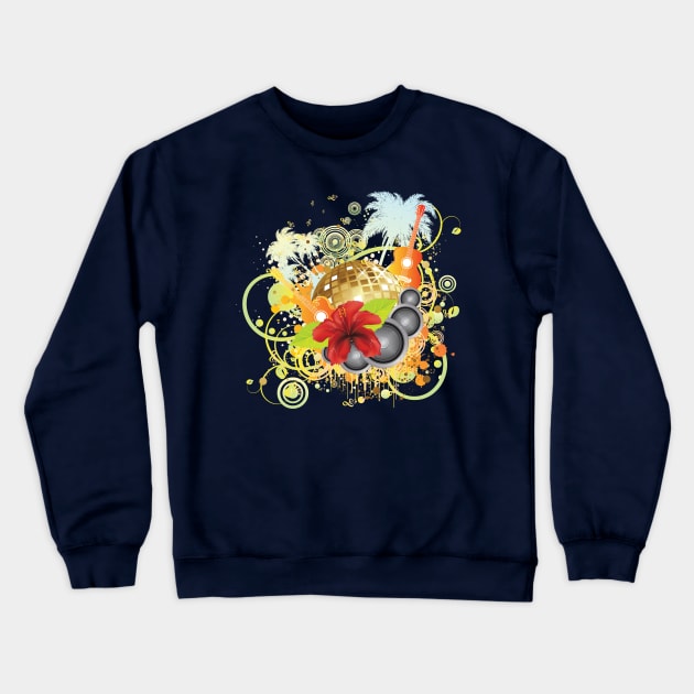 Tropical party disco ball Crewneck Sweatshirt by AnnArtshock